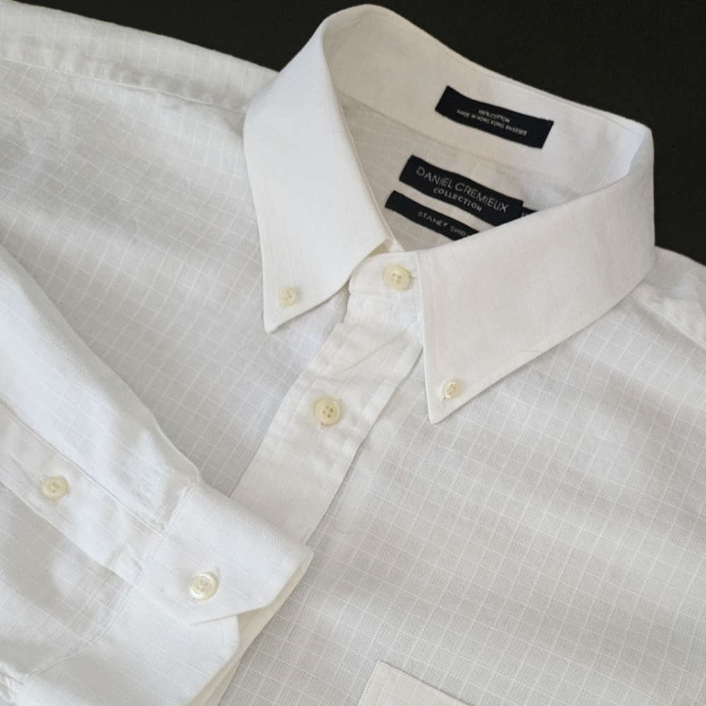 Daniel Cremieux White 17.5/36" Stanley  Cotton Made In Hong Kong Button-…